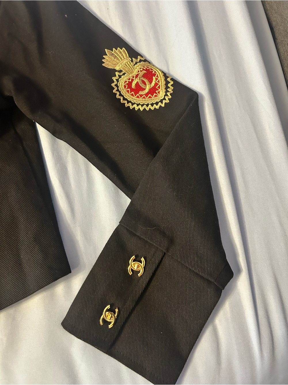 Black Military-Style Gold Hardware Cropped Jacket - Unbranded New - Size Small - Picture 3 of 9